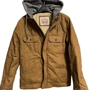 Levi's Men's Hooded Canvas Sherpa Lined Jacket NWT Trucker Field Utility Jacket